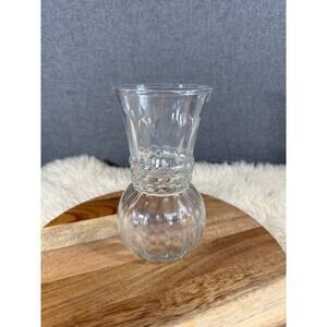 Vintage Handblown Clear Optic Glass Vase